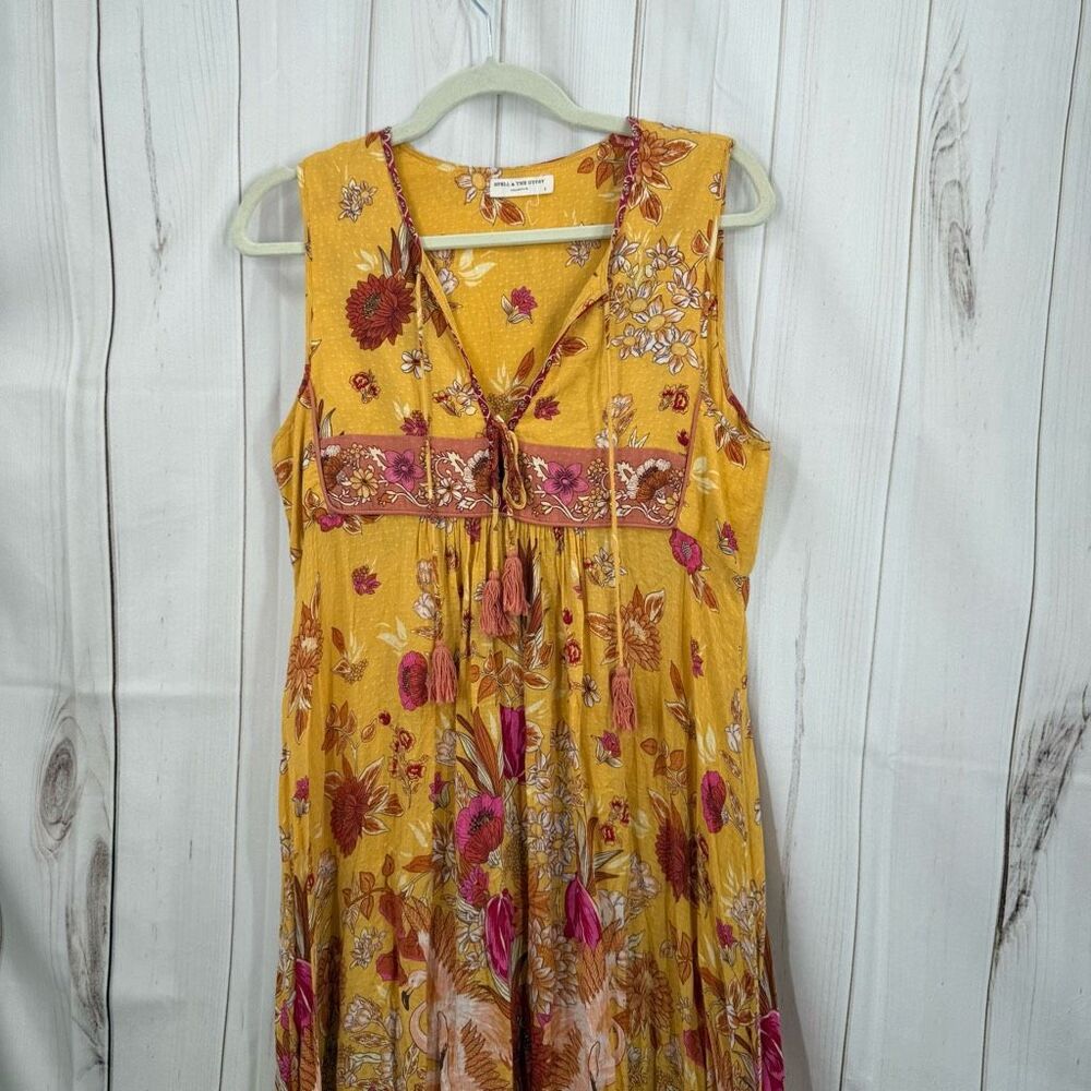 Spell & The Gypsy Women’s Small Yellow Patterned Siren Song Marigold Midi Dress